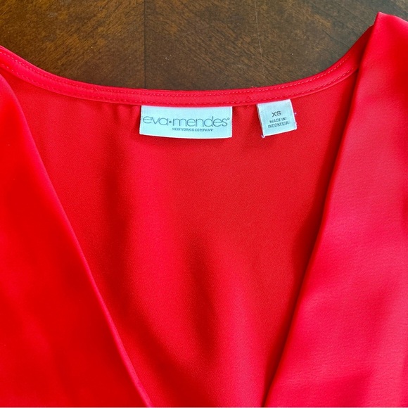 New York and Company | Eva Mendes Red Satin Bodysuit - Picture 4 of 9